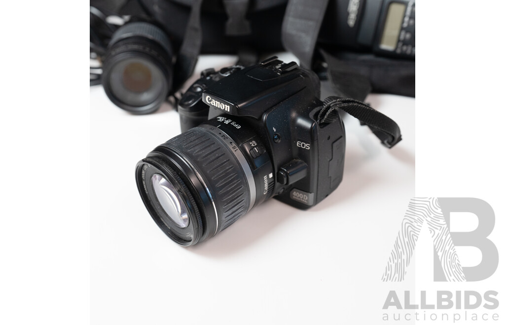 Canon EOS 400D Digital SLR Camera Kit with Canon Lenses, Speedlite Flash and Carry Bag