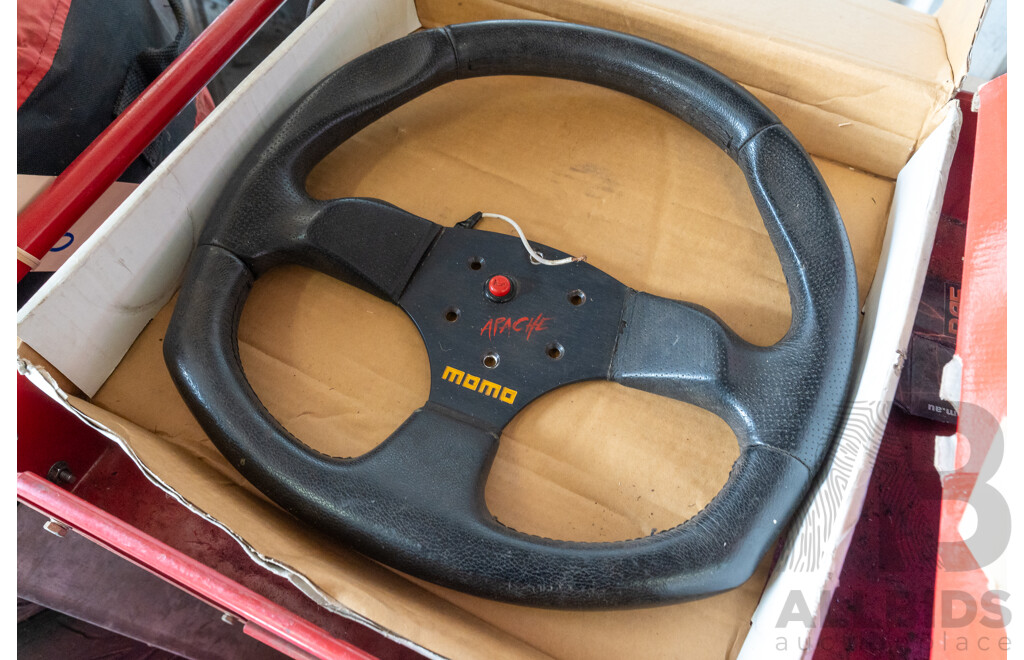 Boxed Momo Apache Leather Wrapped Steering Wheel