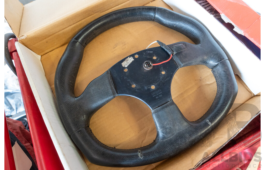 Boxed Momo Apache Leather Wrapped Steering Wheel