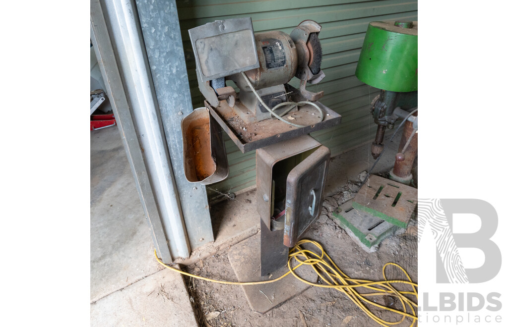 Seen Mean Model No SM1216 Heavy Duty Ball Bearing Electric Bench Grinder