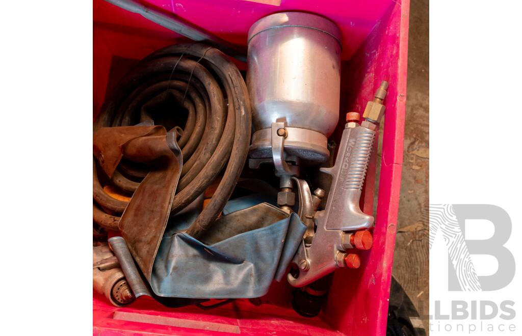 Box Of Assorted Air Spray Guns and Canisters