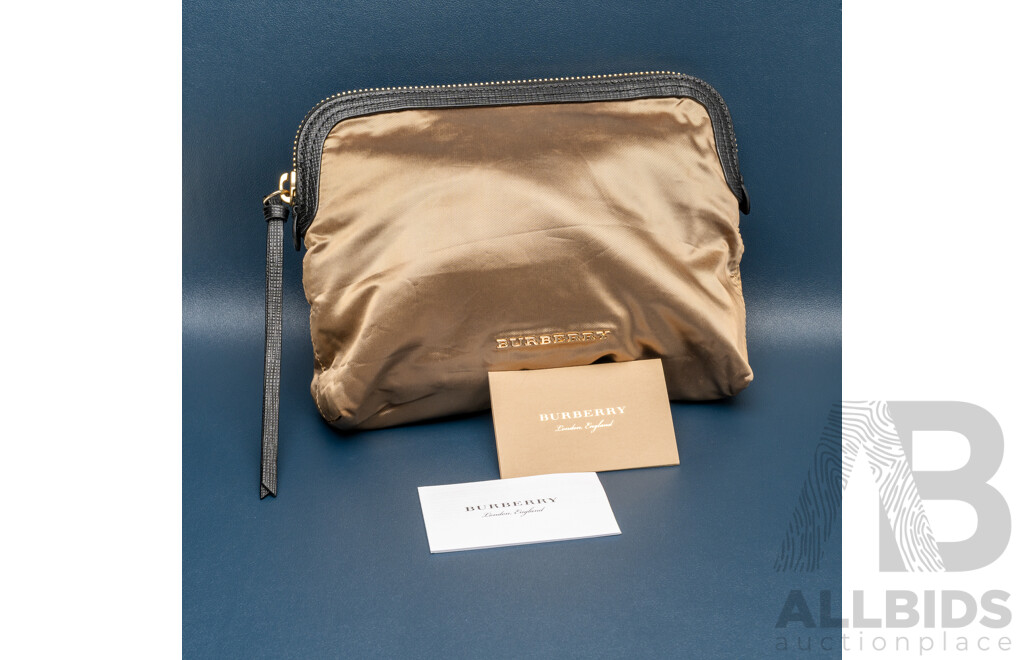 Burberry Gold/black Cosmetic Pouch with Dust Bag