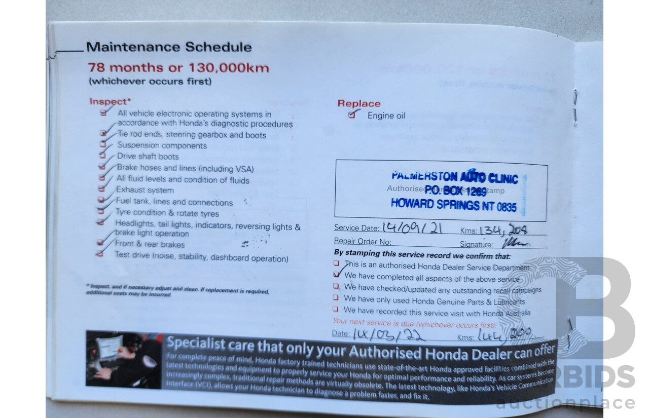 7/2012 Honda CRV (4x4) Sport MY11 4d Wagon Red 2.4L