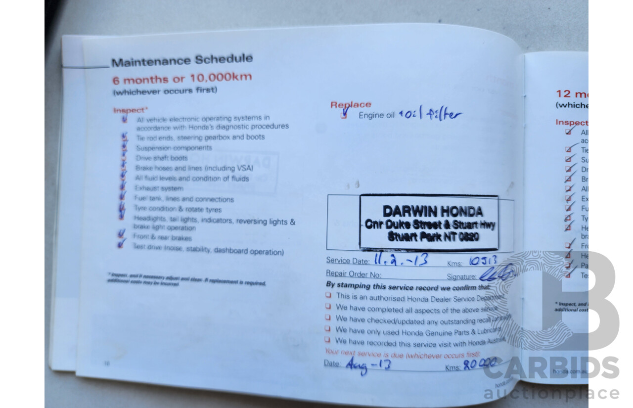 7/2012 Honda CRV (4x4) Sport MY11 4d Wagon Red 2.4L