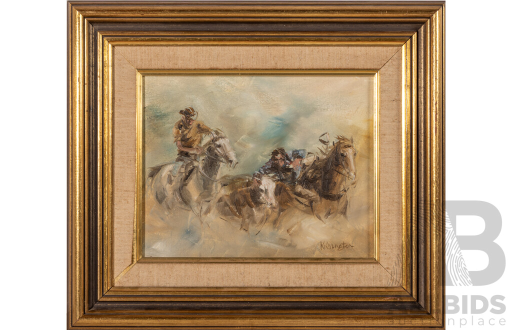 Patrick Kilvington (20th Century, British-Born Australian, 1922-1990), Bruce Prior Dogging, Original Oil on Canvas Board