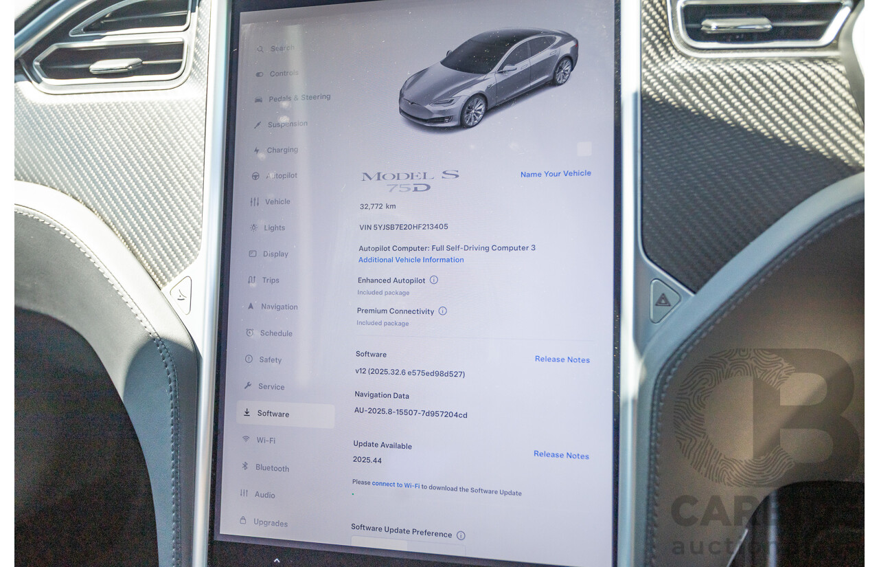 10/2017 Tesla Model S 75D (AWD) MY17 4D Silver Hatchback - Dedicated Electric EV 245kw