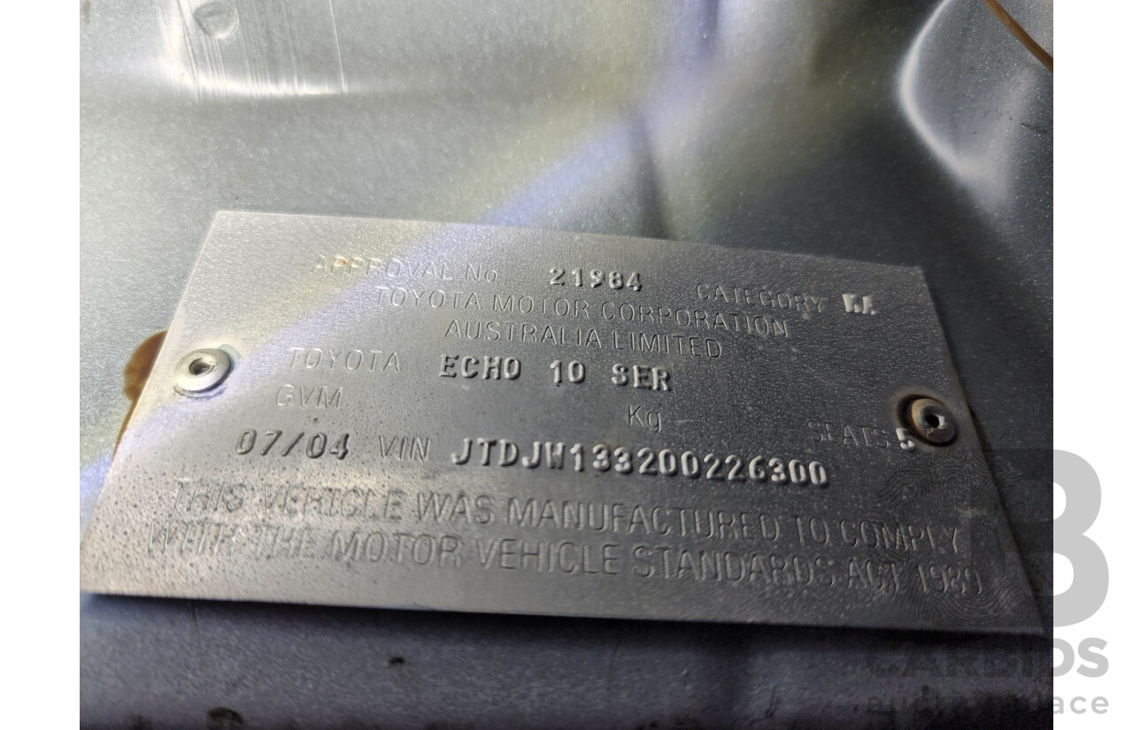 7/2004 Toyota Echo  NCP10R 3d Hatchback White 1.3L