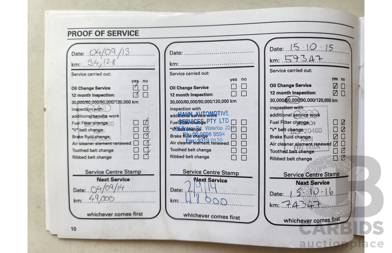 9/2010 Audi A5 2.0 TFSI 8T 2d Coupe White 2.0L