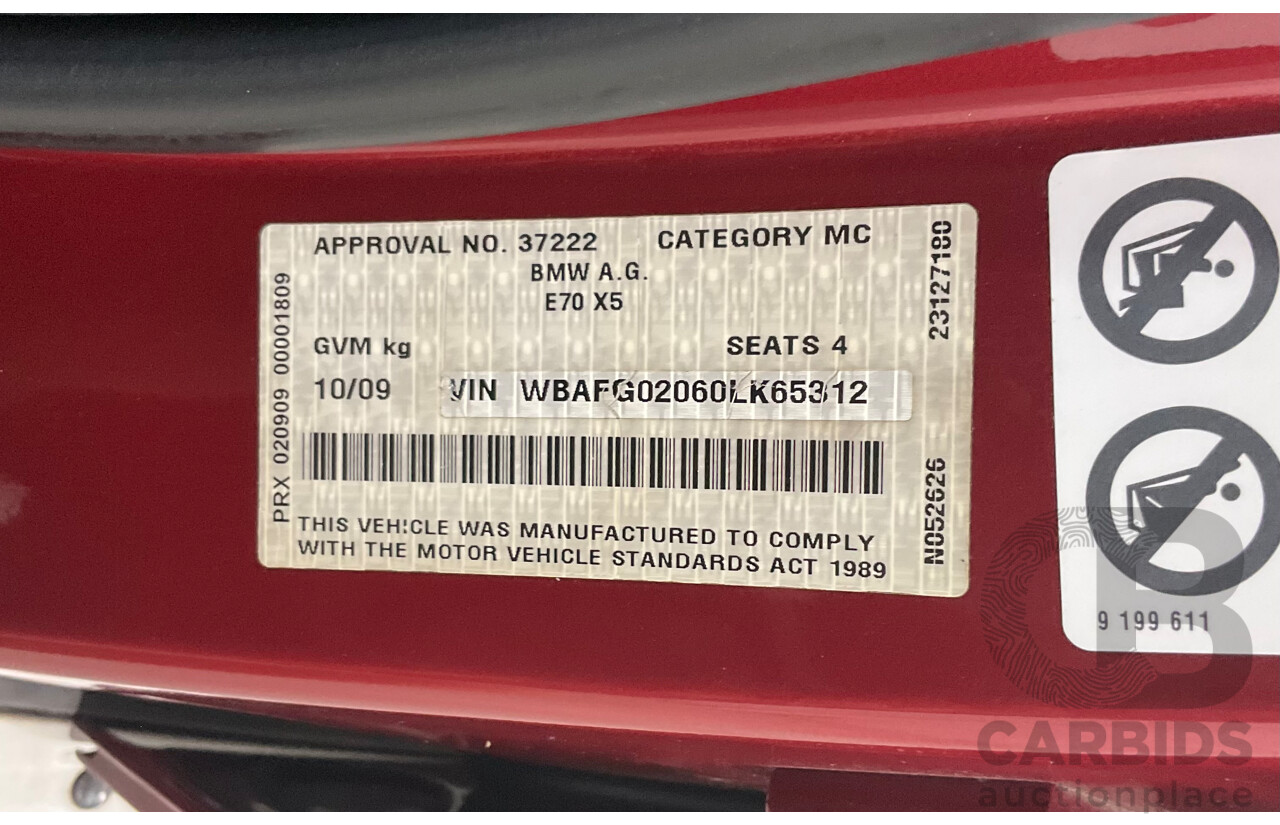 10/2009 BMW X6 xDrive35d E71 4d Coupe Vermillion Red Metallic Turbo Diesel 3.0L