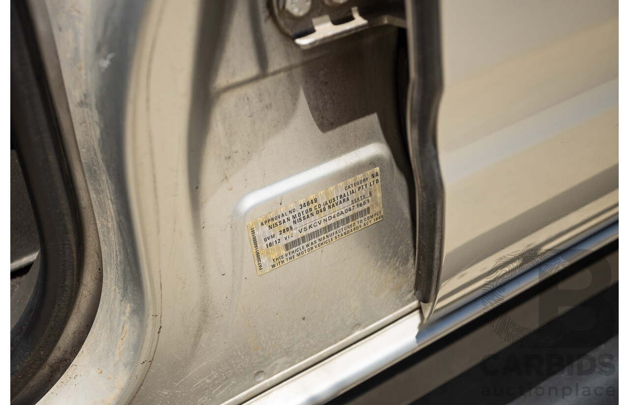 10/2012 Nissan Navara ST (4x4) D40 Dual Cab P/Up Silver Lightning Turbo Diesel 2.5L