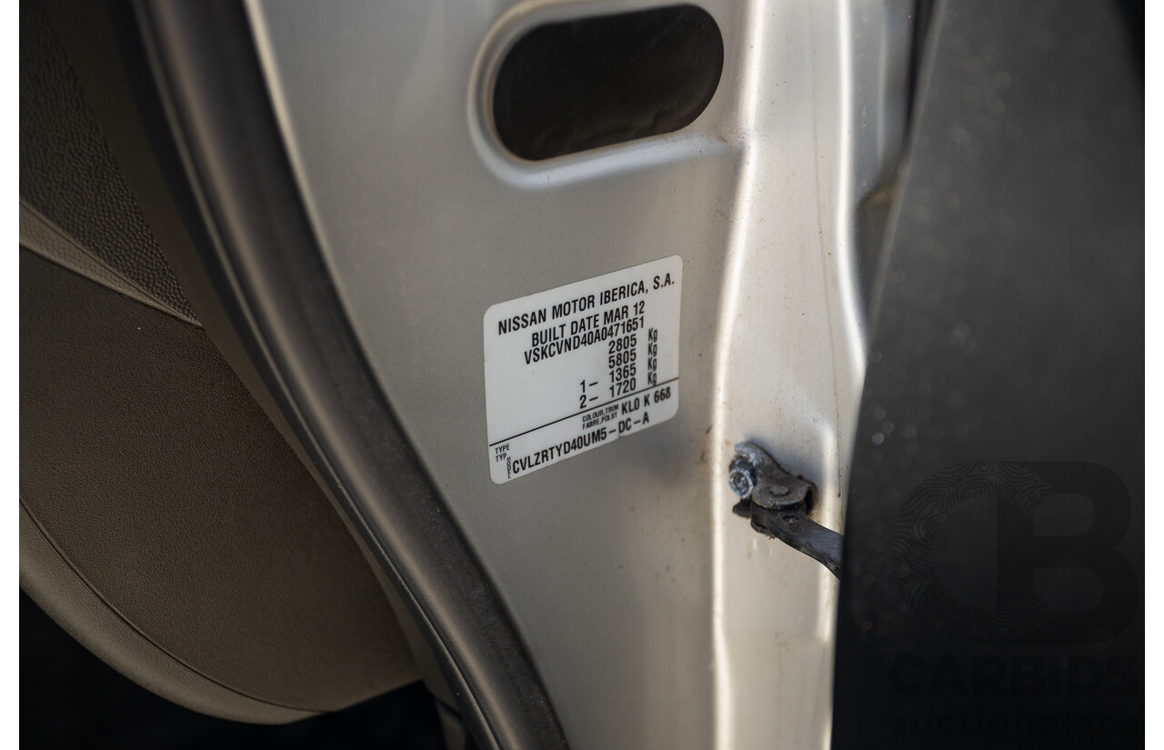 10/2012 Nissan Navara ST (4x4) D40 Dual Cab P/Up Silver Lightning Turbo Diesel 2.5L