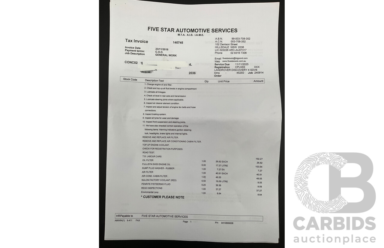 6/2013 Land Rover Discovery 4 3.0 SDV6 SE MY13 4d Wagon Causeway Grey Metallic Twin Turbo Diesel V6 3.0L