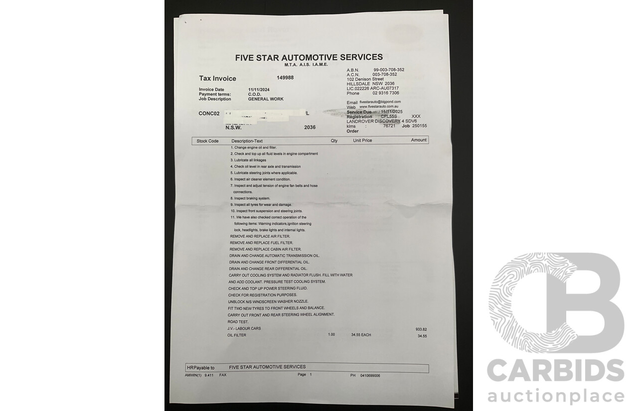 6/2013 Land Rover Discovery 4 3.0 SDV6 SE MY13 4d Wagon Causeway Grey Metallic Twin Turbo Diesel V6 3.0L
