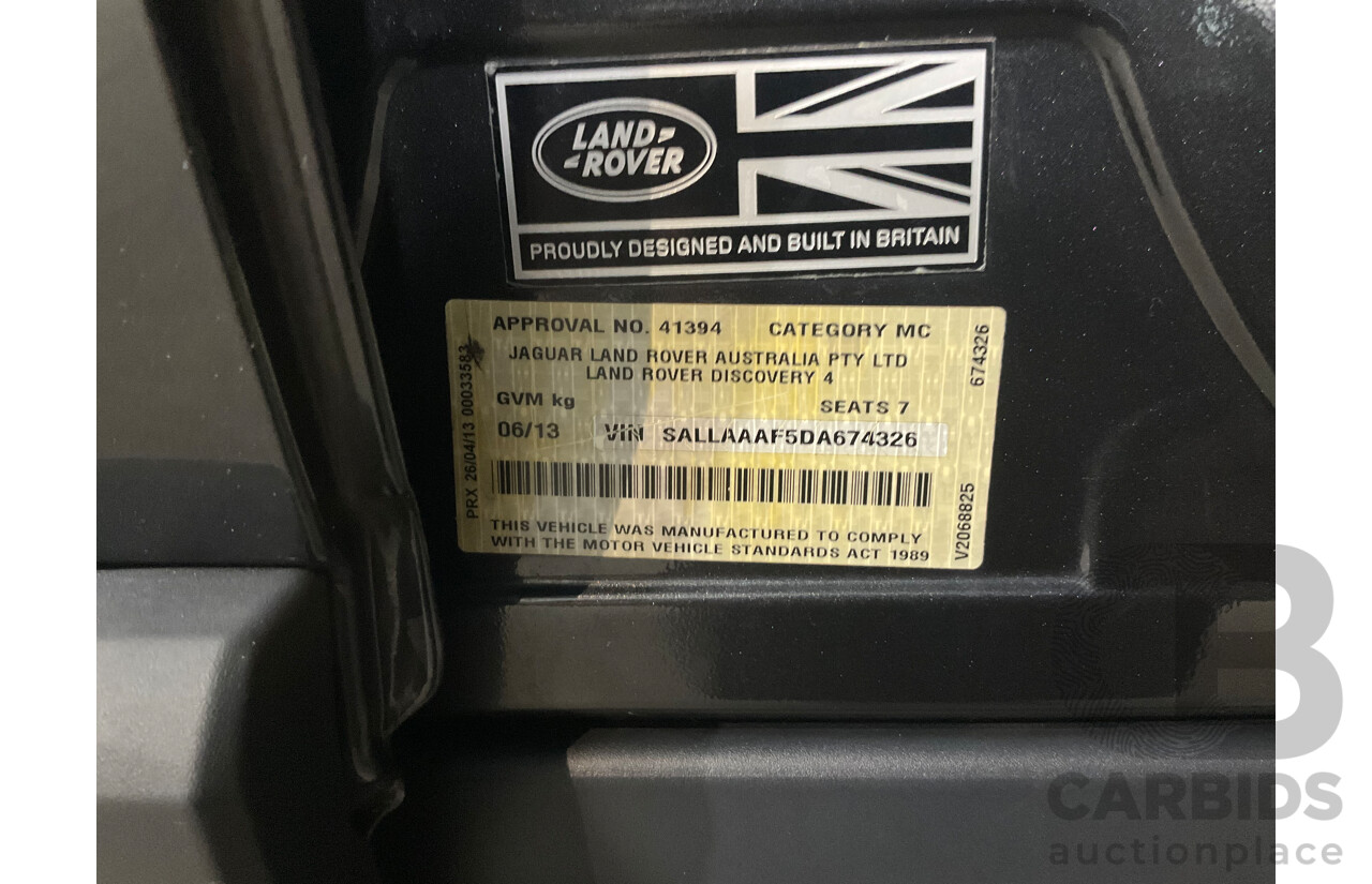 6/2013 Land Rover Discovery 4 3.0 SDV6 SE MY13 4d Wagon Causeway Grey Metallic Twin Turbo Diesel V6 3.0L