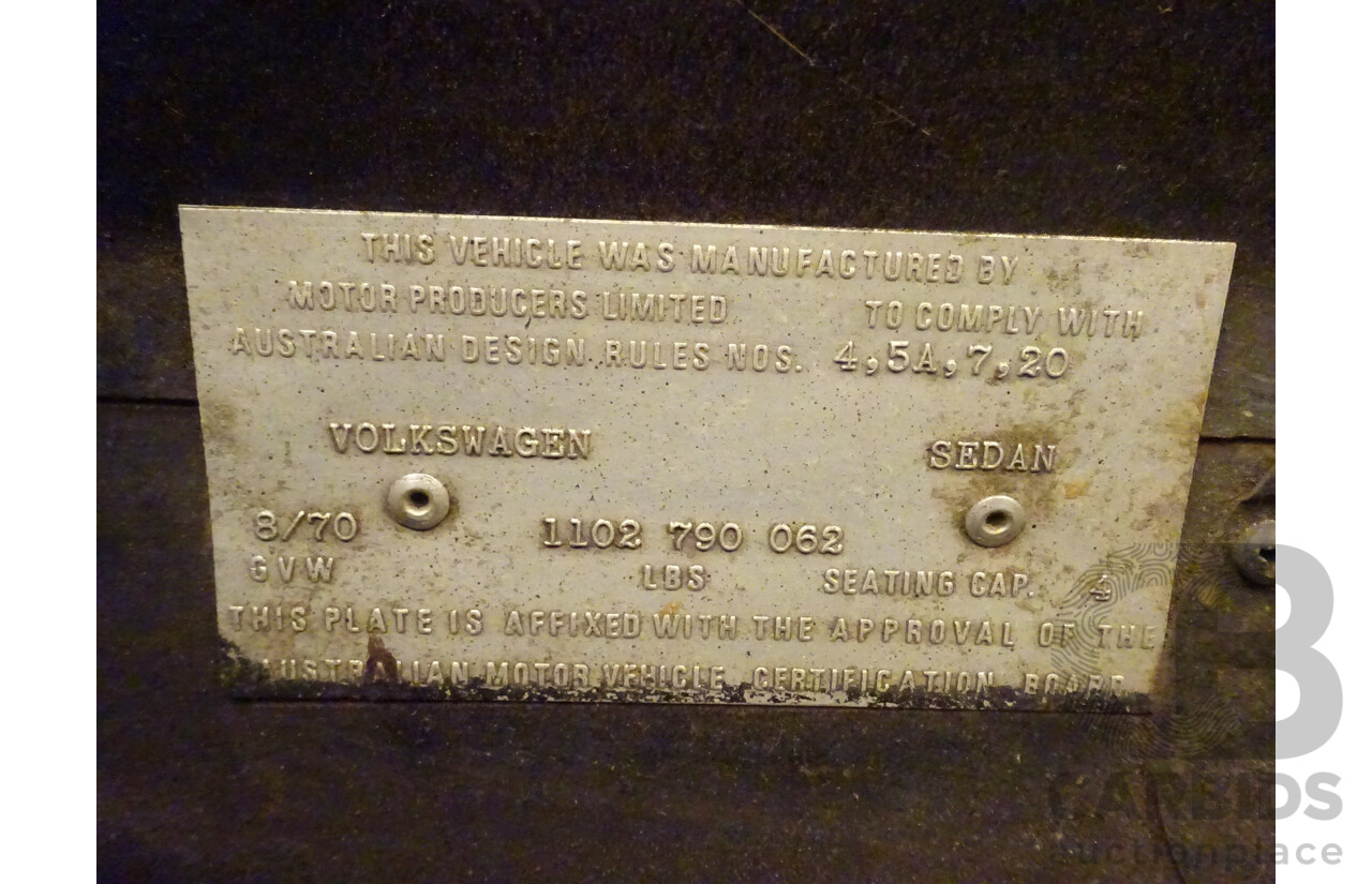 8/1970 Volkswagen Beetle 2d Sedan Black / Red 1.6L - Modified