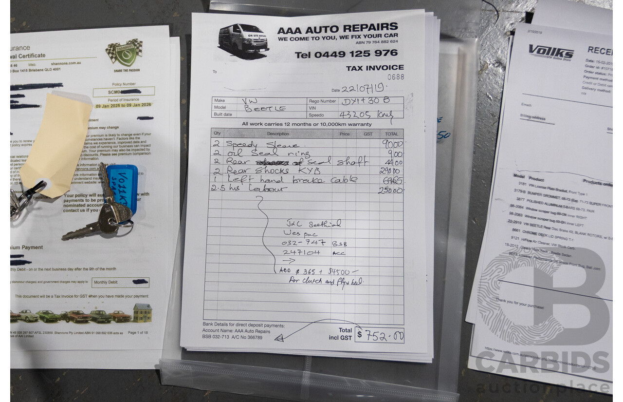 8/1970 Volkswagen Beetle 2d Sedan Black / Red 1.6L - Modified