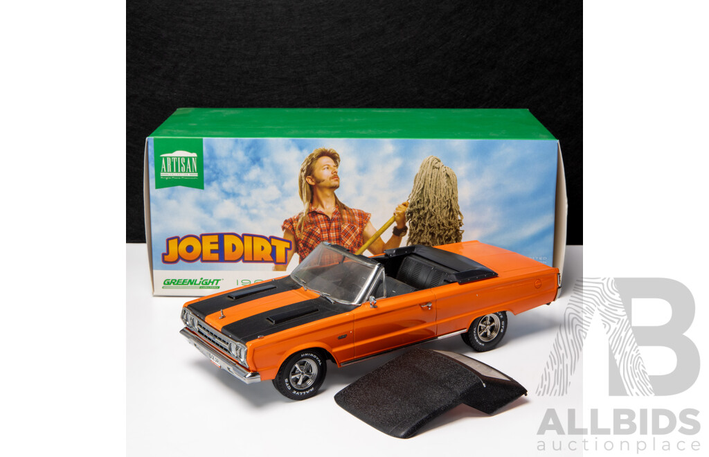 Greenlight 1967 Plymouth Belvedere GTX Convertible Joe Dirt Orange (Includes Roof)- 1:18 Scale Model Car