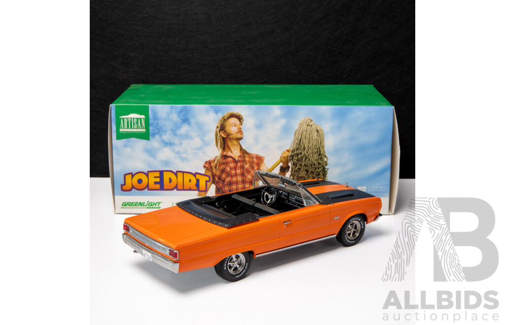 Greenlight 1967 Plymouth Belvedere GTX Convertible Joe Dirt Orange (Includes Roof)- 1:18 Scale Model Car