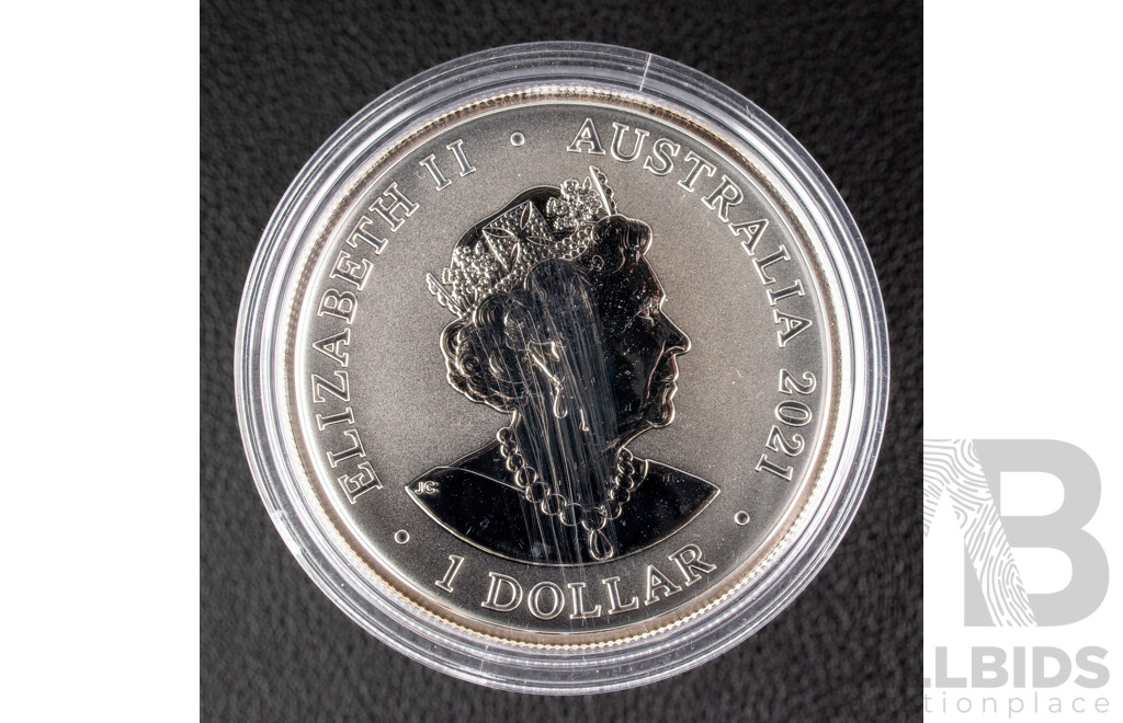 Australian RAM 2021 Silver One Dollar Frosted Coin, AC/DC