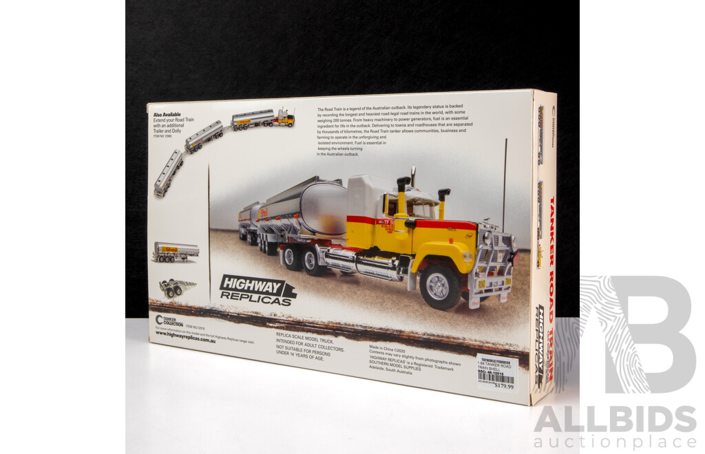 Boxed Highway Replicas Diecast Mack Tanker Road Train 12015 with Certificate of Authenticity - 1:64 Scale