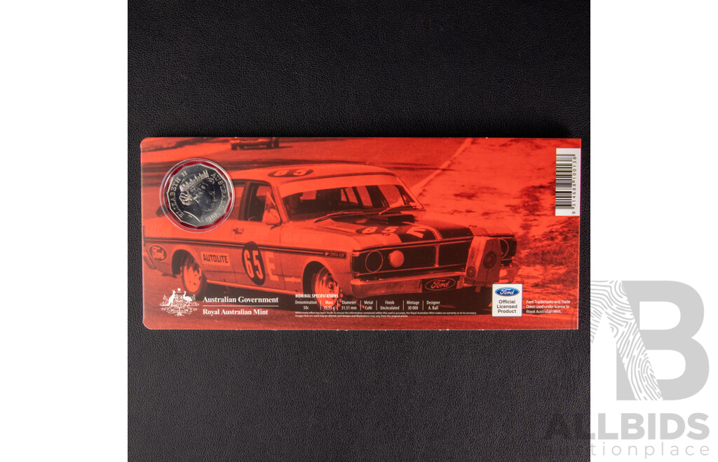 Australian RAM 2018 Six Coloured Fifty Cent Coin Set, Ford High Octane, Australia's Motor Sport Legends
