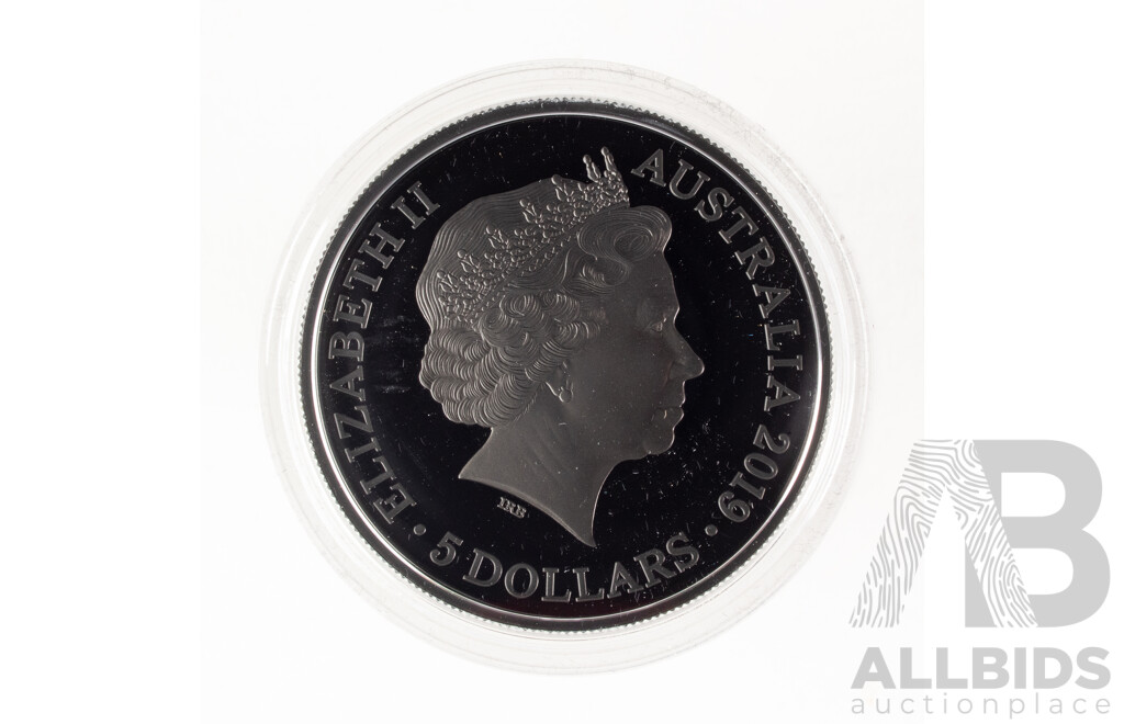 Australian RAM 2019 Commemorative Five Dollar Plated Silver Proof Coin, Echoes of Australian Fauna - Night Parrot .999