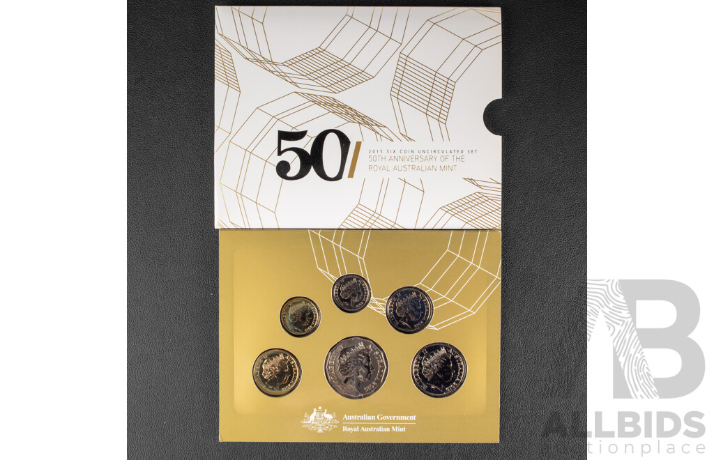 Australian RAM 2015 Six UNC Coin Set, 50th Anniversary of the Royal Australian Mint
