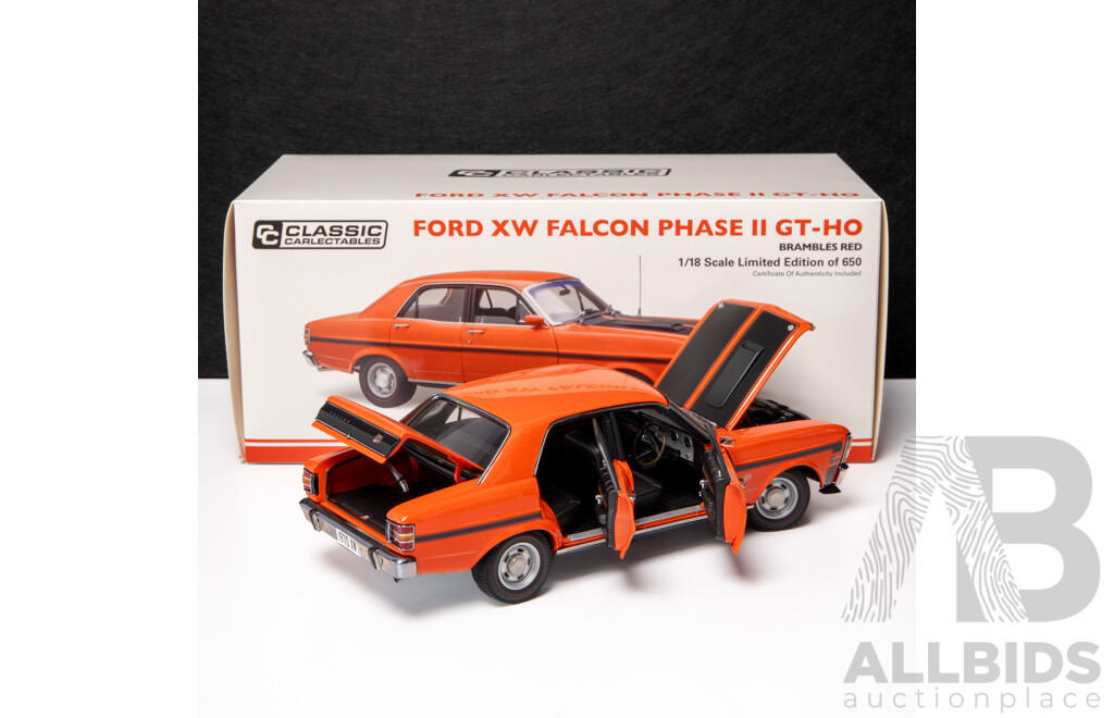 Classic Carlectables 1970 Ford XW Falcon Phase II GT-HO Brambles Red COA 16/650- 1:18 Scale Model Car