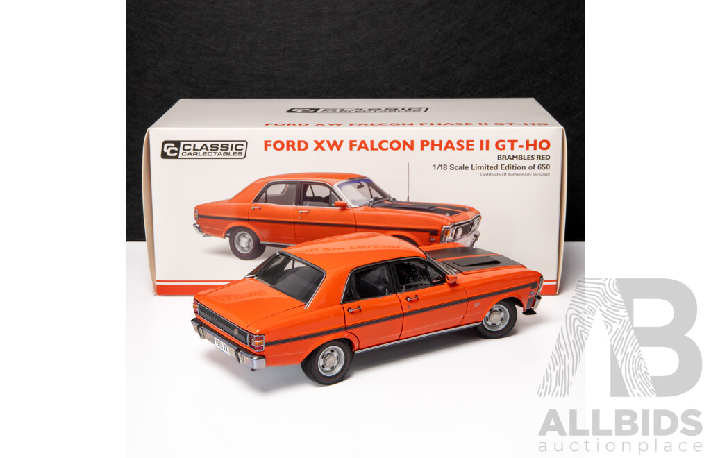 Classic Carlectables 1970 Ford XW Falcon Phase II GT-HO Brambles Red COA 16/650- 1:18 Scale Model Car