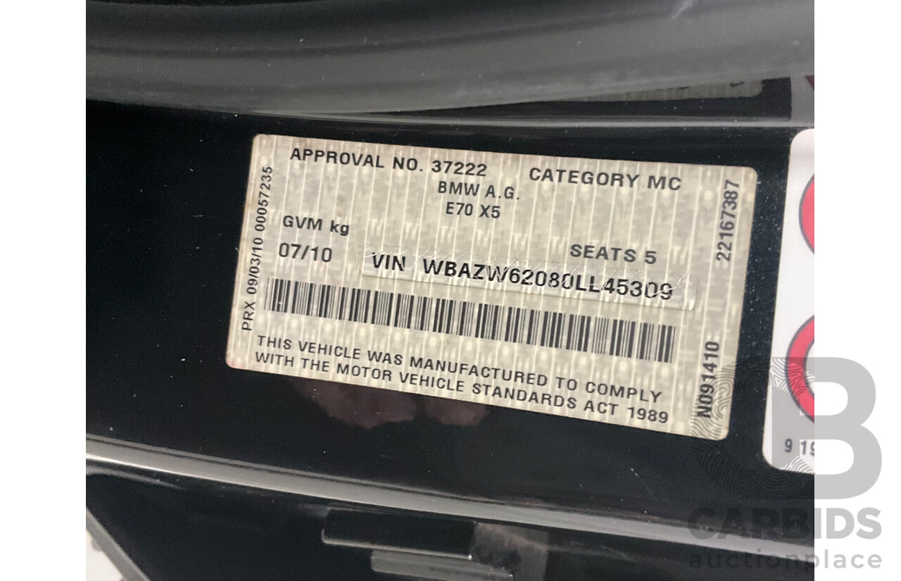 7/2010 BMW X5 xDrive40d Sport E70 MY10 4d Wagon Black Sapphire Metallic Twin Turbo Diesel 3.0L