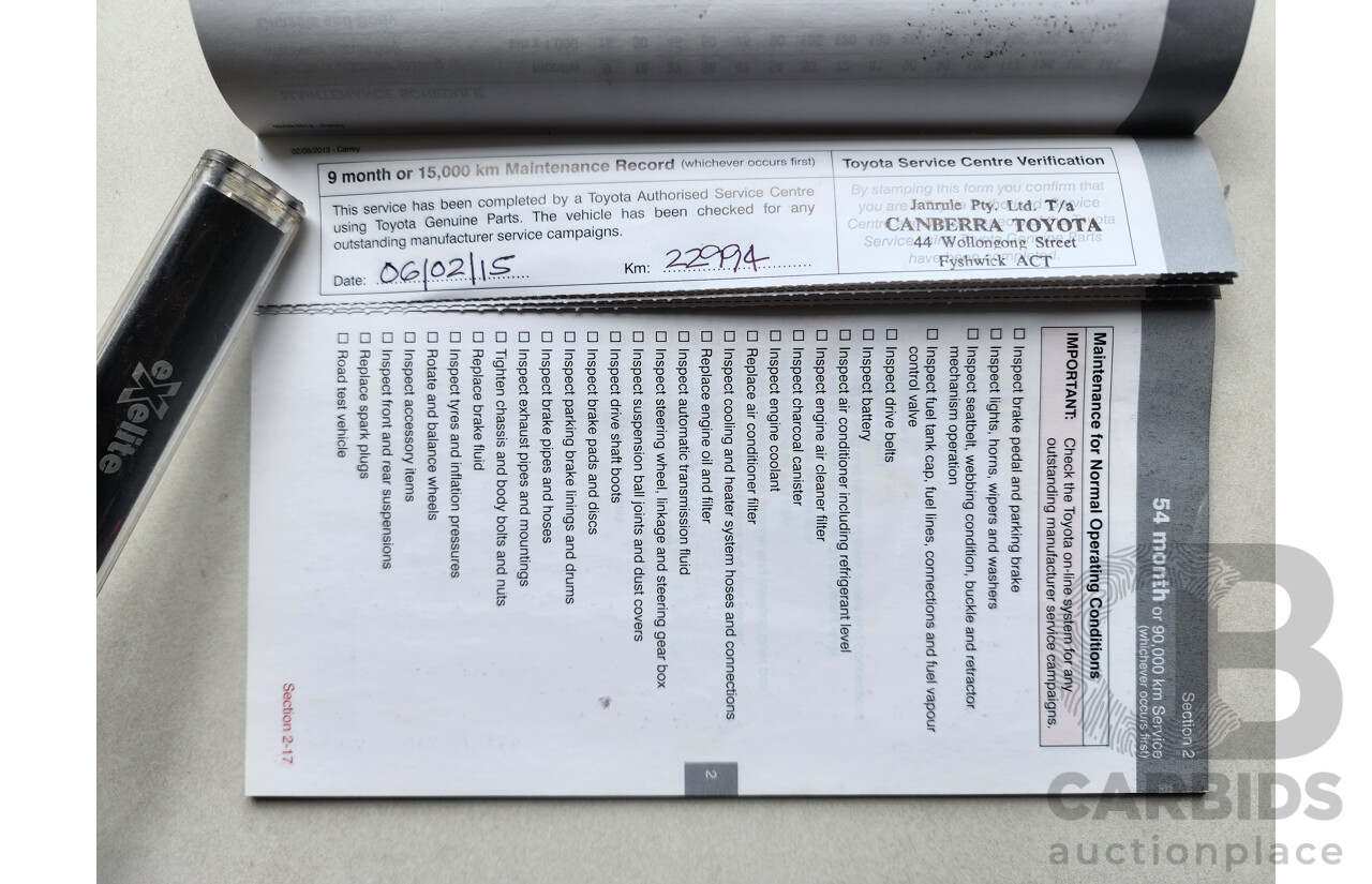 7/2014 Toyota Camry Altise ASV50R 4d Sedan White 2.5L