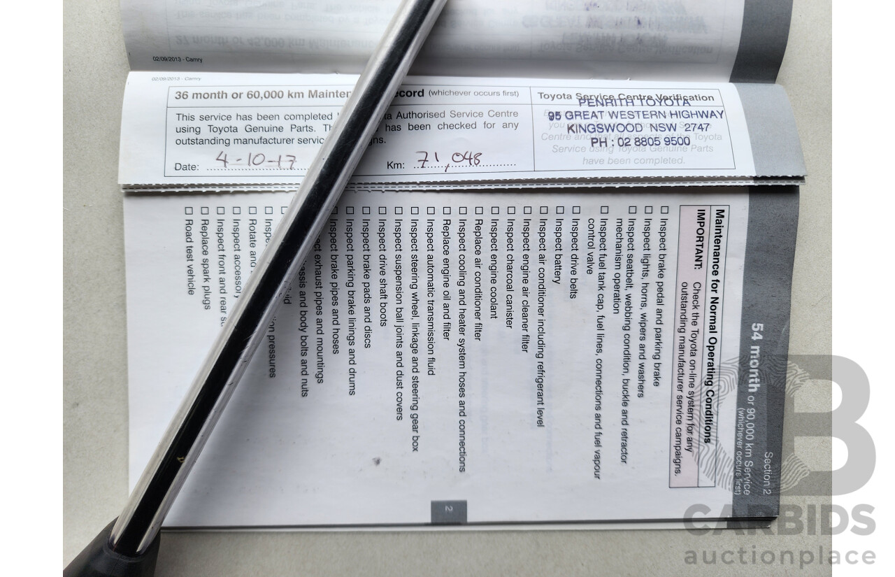 7/2014 Toyota Camry Altise ASV50R 4d Sedan White 2.5L