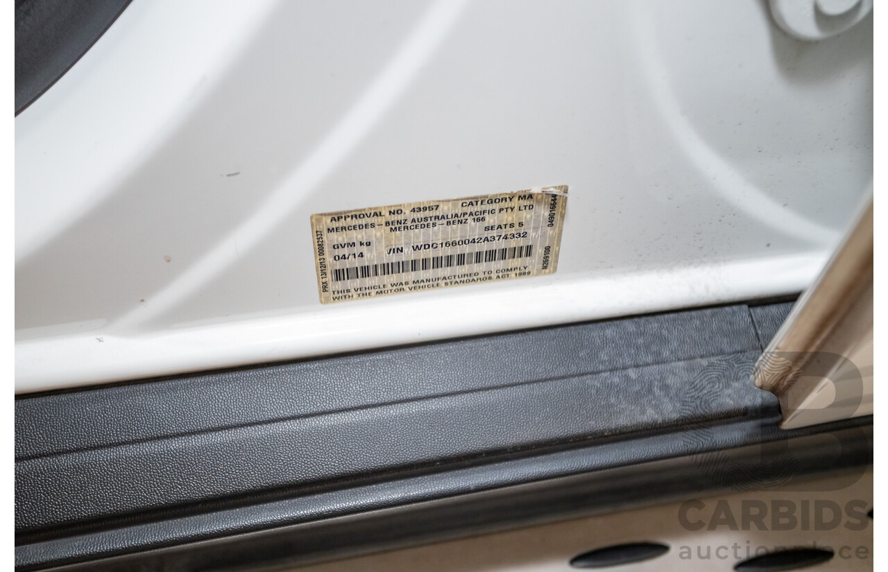 04/2014 Mercedes-Benz ML 250CDI BLUETEC (AWD) 166 MY14 4D Wagon Polar White Turbo Diesel 2.1L