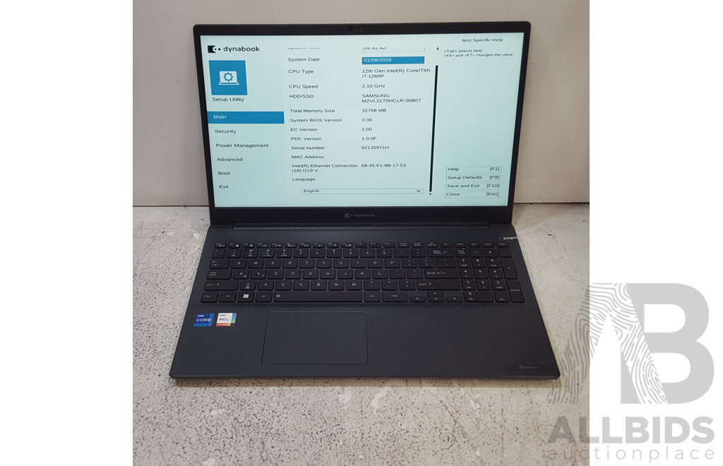 Toshiba Dynabook Tecra (A50-K) 12th Gen Intel Core i7 (1260P) 2.10GHz-4.70GHz 12-Core CPU 15.6-Inch Laptop