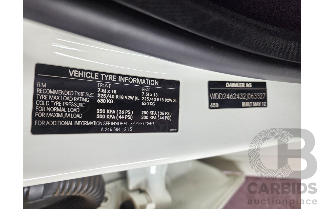 7/2012 Mercedes-Benz B200 BE 246 5d Hatchback White 1.6L