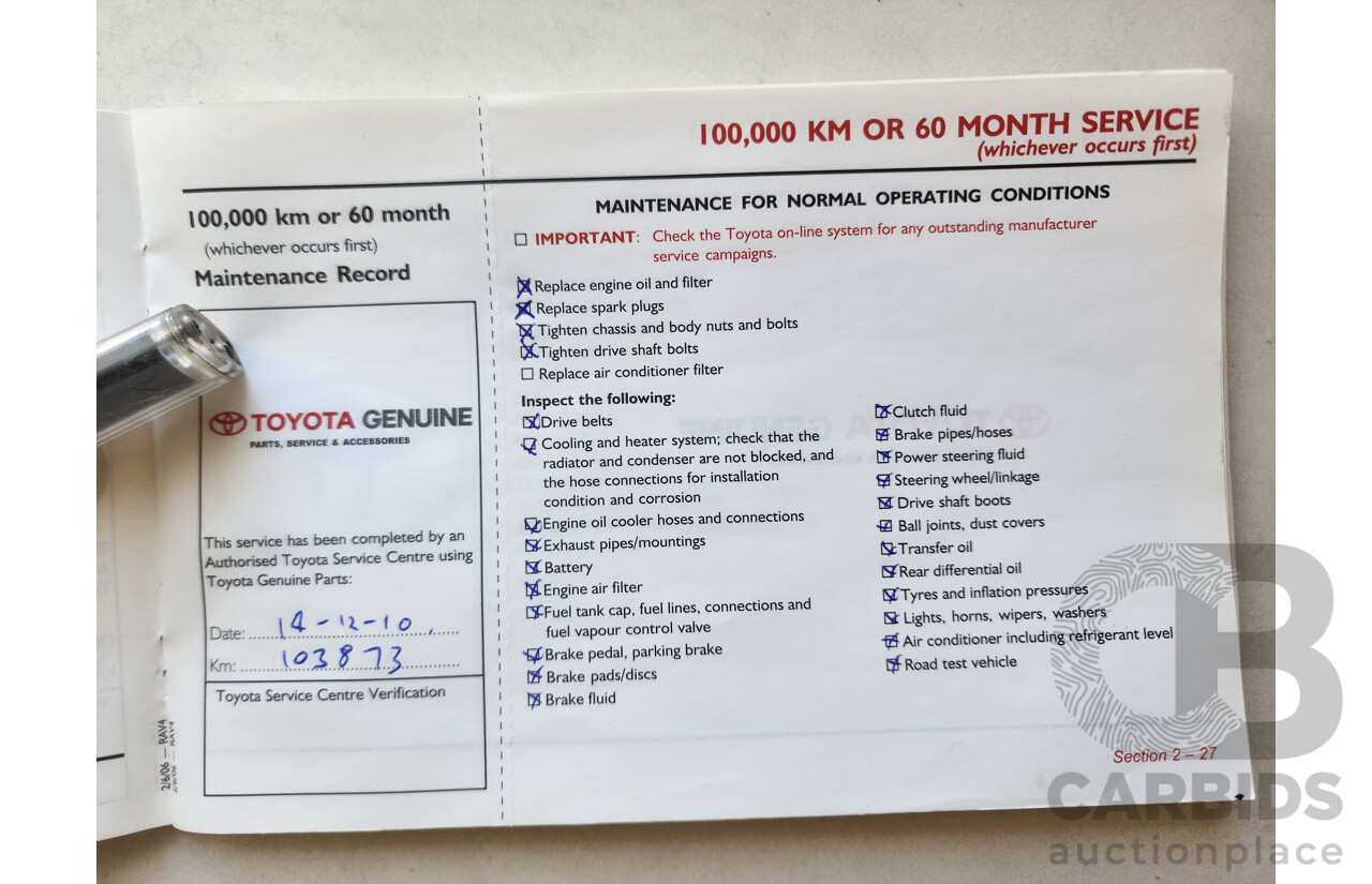 9/2006 Toyota Rav4 CV (4x4) ACA33R 4d Wagon White 2.4L