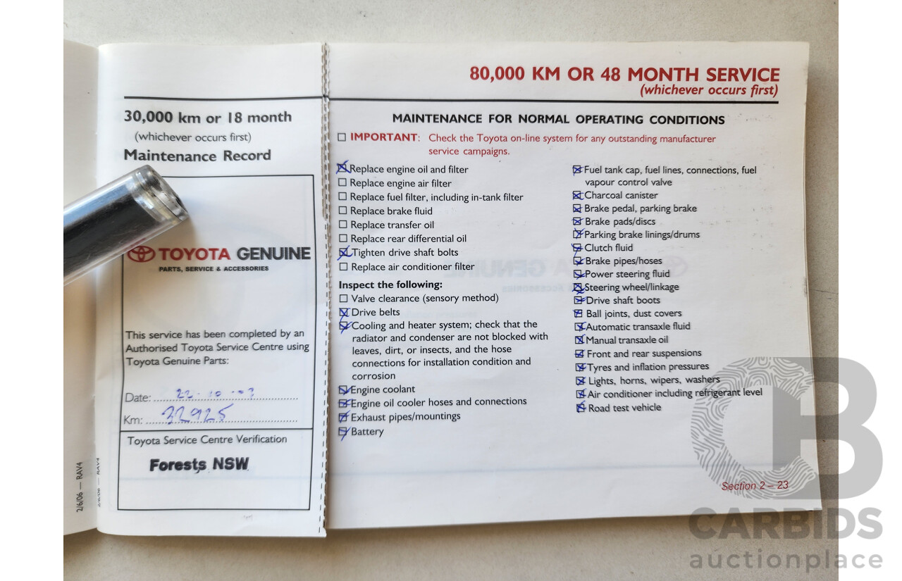 9/2006 Toyota Rav4 CV (4x4) ACA33R 4d Wagon White 2.4L