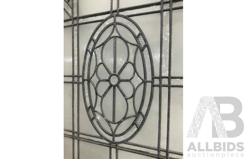 Antique Cedar Framed Leadlight Panel Door and Two Leadlight Windows