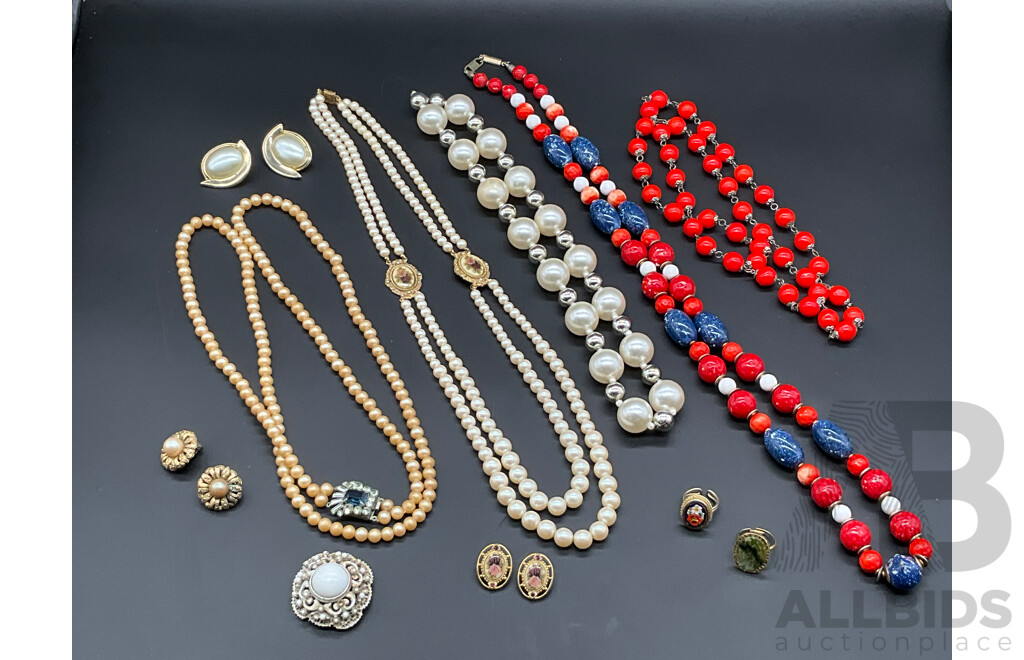 Collection of Vintage Jewellery Items Including Rings, Earrings, Necklaces and More