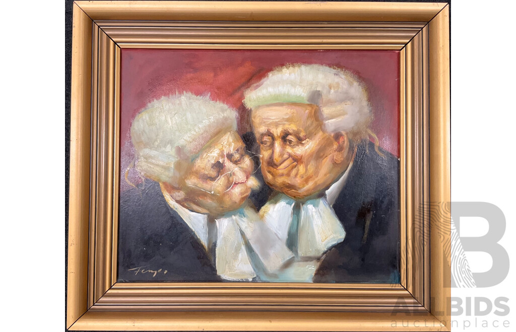 Zoltan Fenyes (1924-97 ) , ''Wake Up Georgey Boy'' Oil on Board, 50 X 58 Cm (frame)