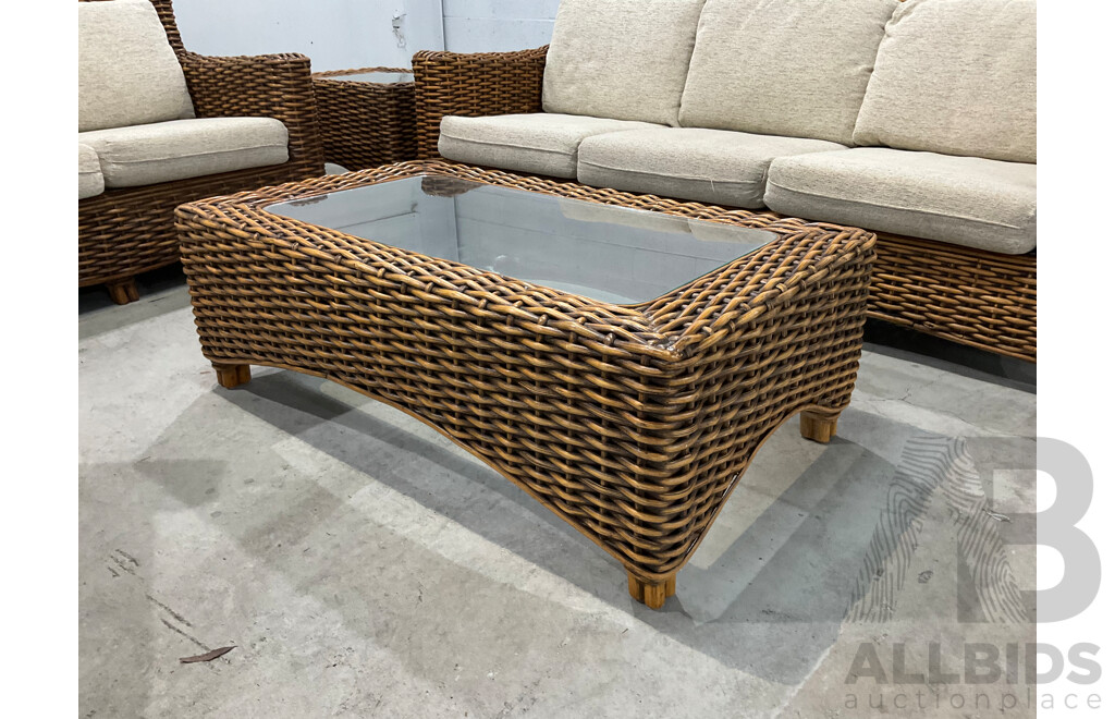 ISLANDER Five Piece Cane Outdoor Lounge Suite