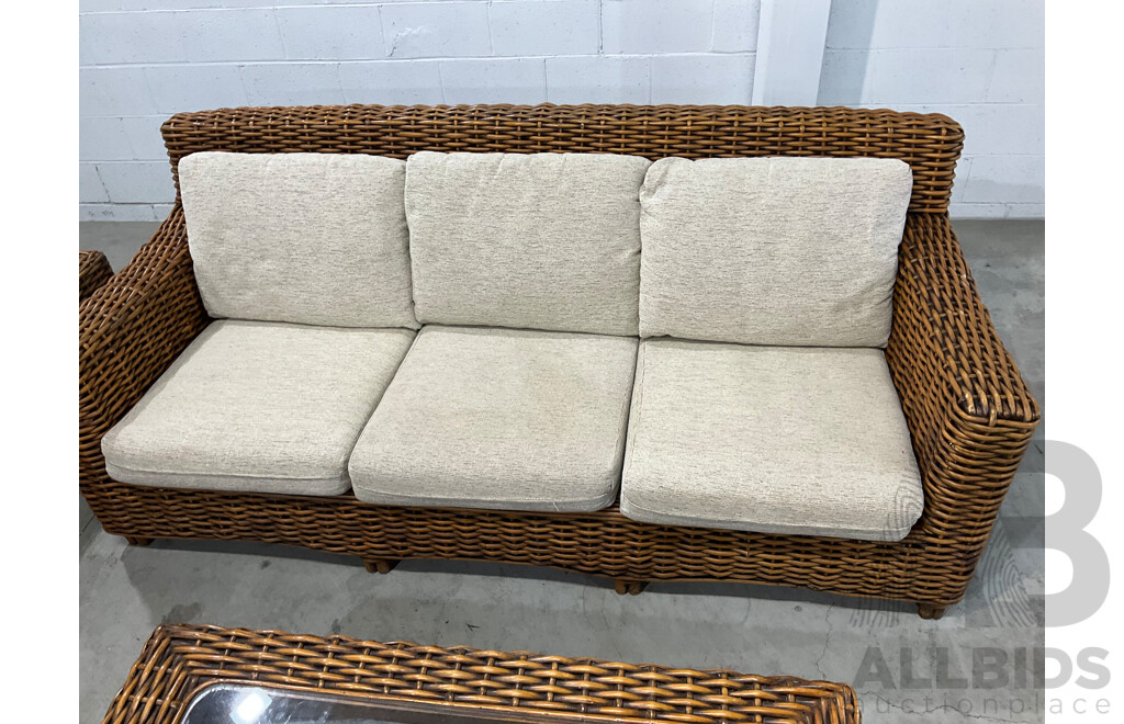 ISLANDER Five Piece Cane Outdoor Lounge Suite