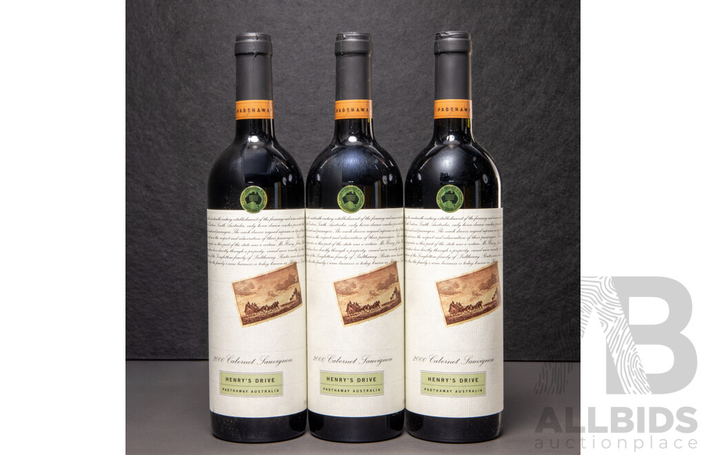 Padthaway Henrys Drive Cabernet Sauvignon Vintage 2000 X 3