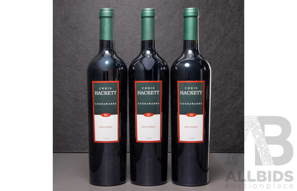 Chris Hackett Coonawarra K1 Shiraz Vintage 2000 X 3