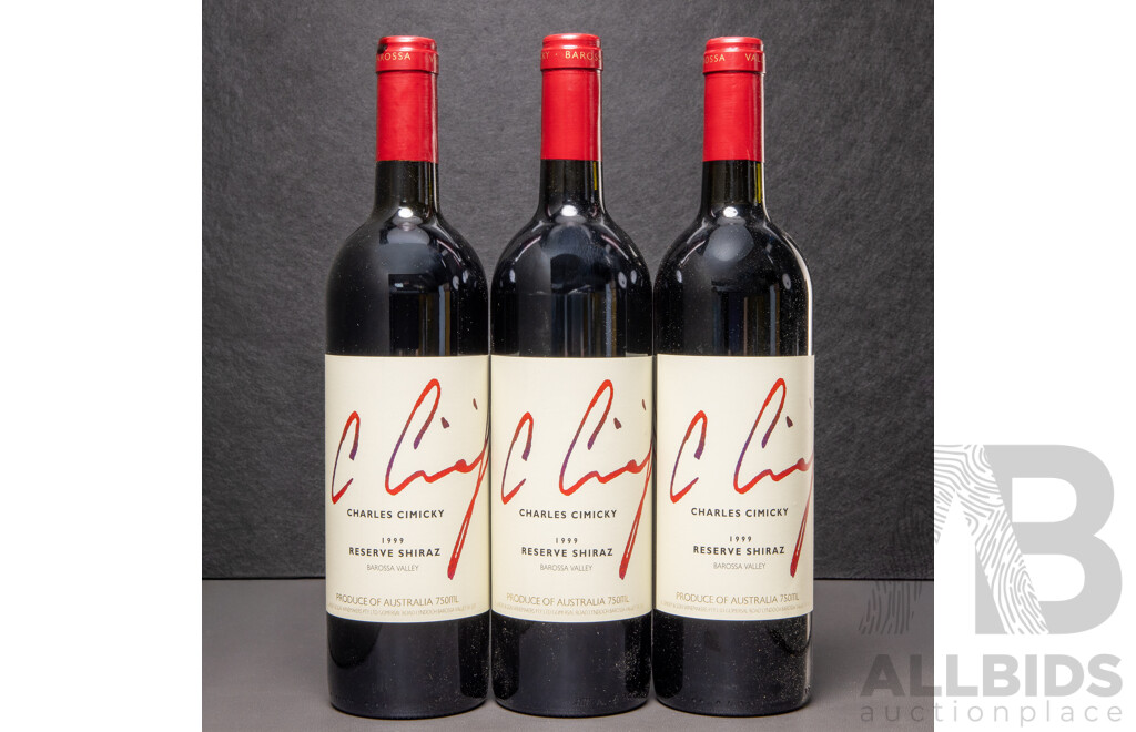 Charles Cimicky Barossa Valley Reserve Shiraz Vintage 1999 X 3