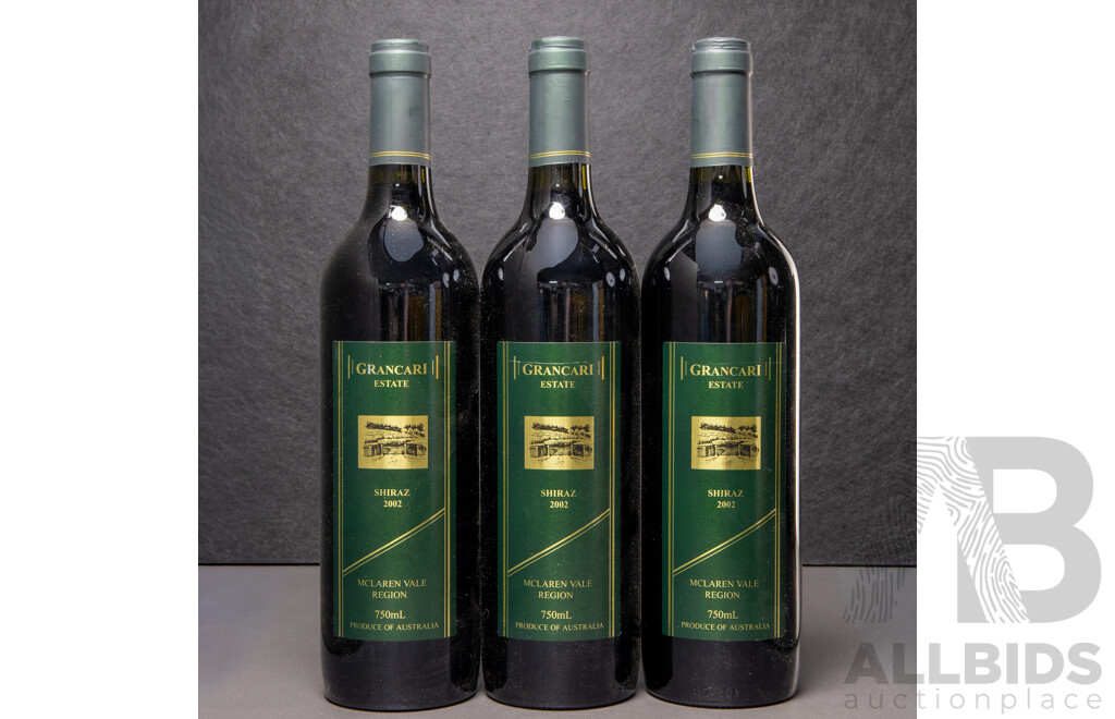 Grancari McLaren Vale Shiraz Vintage 2002 X 3