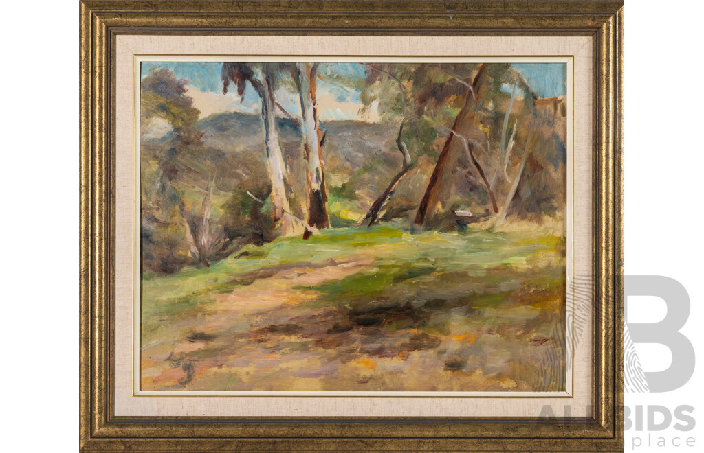 Joshua Smith, (20th Century, Australian, 1905-1995) 'A Windy Hill, South Australia,' Late 1980s, Oil on Board, 48 x 57 cm (frame)