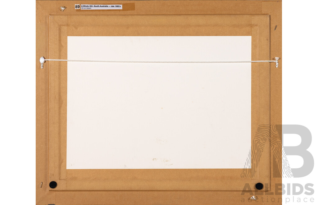 Joshua Smith, (20th Century, Australian, 1905-1995) 'A Windy Hill, South Australia,' Late 1980s, Oil on Board, 48 x 57 cm (frame)