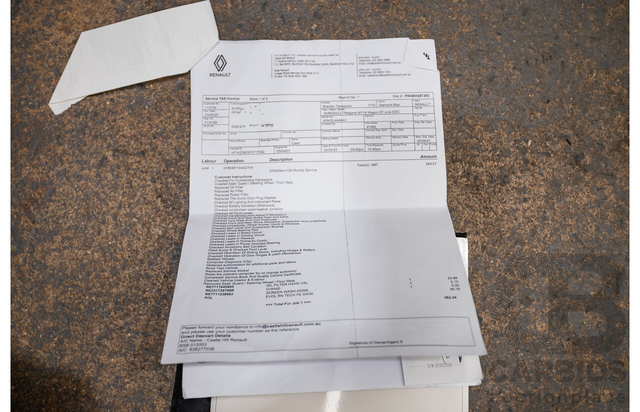 06/2016 Renault Megane GT-LINE K95 MY14 4D Wagon Black Turbo 1.2L