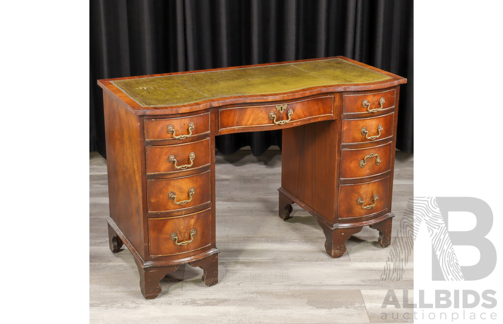 Victorian Flame Mahogany Twin Pedestal Ladies Desk